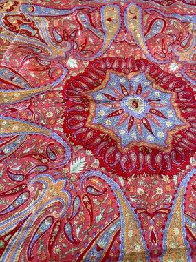 100% Pure Silk Vibrant Red Paisley Medallion Scarf